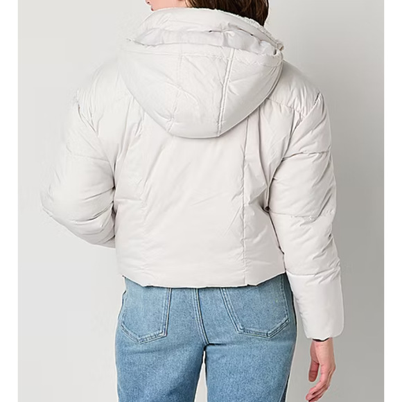 Arizona Heavyweight Womens Juniors Puffer Jacket in White Sand, Sz XL -- NWT - Picture 5 of 11